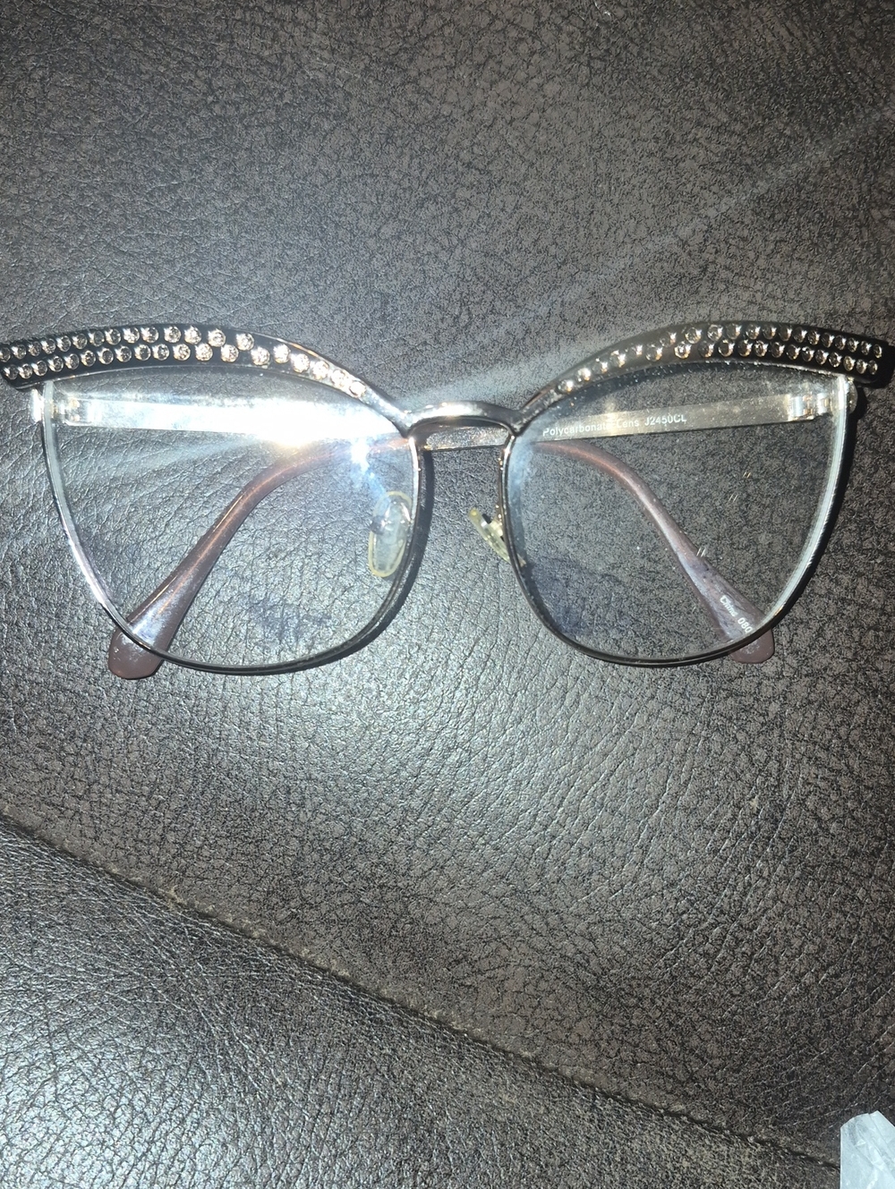 Embellished Cat Eye Rose Gold Glasses Oversized